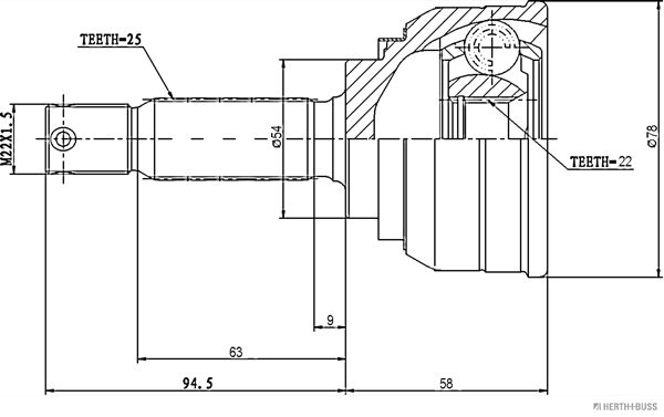 Jeu de joints, arbre de transmission