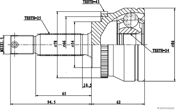 Jeu de joints, arbre de transmission