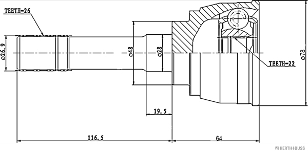 Jeu de joints, arbre de transmission