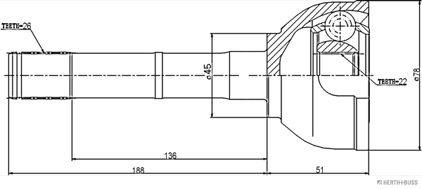 Jeu de joints, arbre de transmission